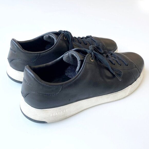 Cole Haan Mens GrandPro Black Leather Tennis Sneakers 12 WIDE Cushioning Comfort - Picture 1 of 13